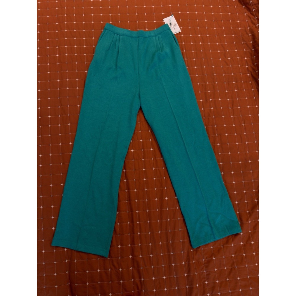 NWT St John Jade Green Santana Knit Wool Dress Pants 14 $365 MSRP B16004